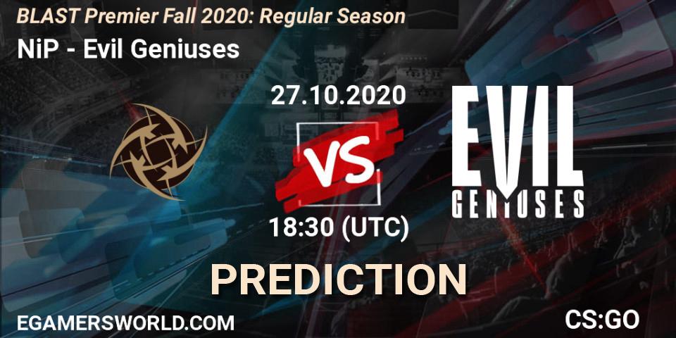 NiP contre Evil Geniuses : prédiction de match. 27.10.20. CS2 (CS:GO), BLAST Premier Fall 2020: Regular Season