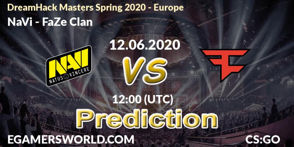 NaVi contre FaZe Clan : prédiction de match. 12.06.2020 at 12:00. Counter-Strike (CS2), DreamHack Masters Spring 2020 - Europe