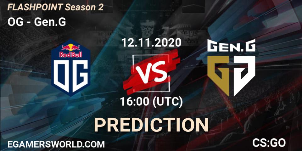 OG contre Gen.G : prédiction de match. 12.11.2020 at 16:10. Counter-Strike (CS2), Flashpoint Season 2