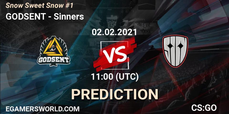 GODSENT contre Sinners : prédiction de match. 02.02.2021 at 11:05. Counter-Strike (CS2), Snow Sweet Snow #1