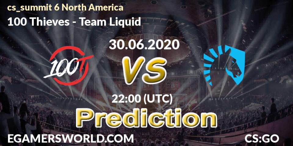 100 Thieves contre Team Liquid : prédiction de match. 30.06.2020 at 22:00. Counter-Strike (CS2), cs_summit 6 North America