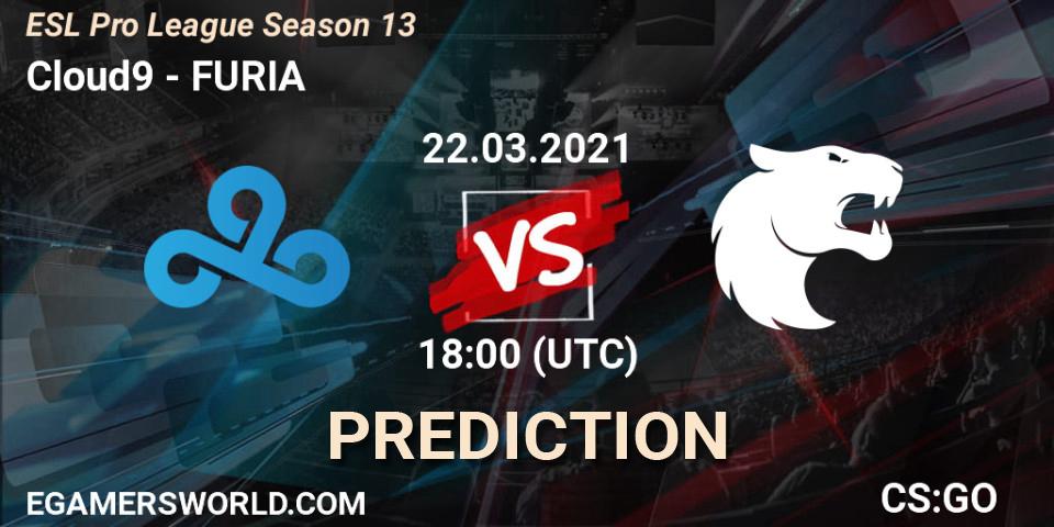 Cloud9 contre FURIA : prédiction de match. 22.03.21. CS2 (CS:GO), ESL Pro League Season 13