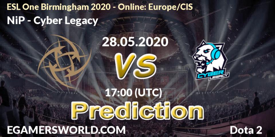 NiP contre Cyber Legacy : prédiction de match. 28.05.2020 at 16:18. Dota 2, ESL One Birmingham 2020 - Online: Europe/CIS
