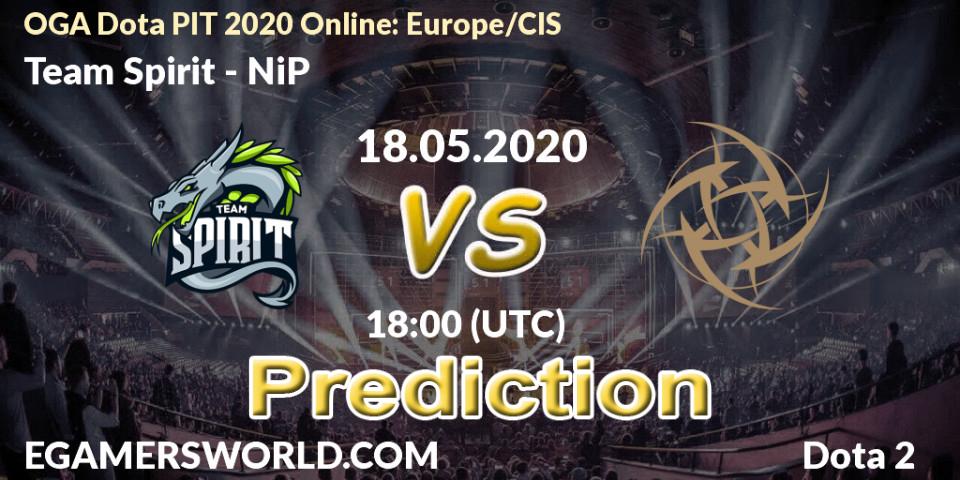 Team Spirit contre NiP : prédiction de match. 18.05.2020 at 17:10. Dota 2, OGA Dota PIT 2020 Online: Europe/CIS