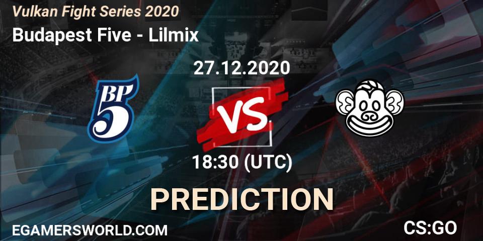 Budapest Five contre Lilmix : prédiction de match. 27.12.2020 at 18:30. Counter-Strike (CS2), Vulkan Fight Series 2020