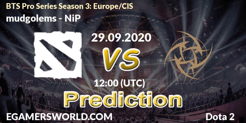 mudgolems contre NiP : prédiction de match. 29.09.20. Dota 2, BTS Pro Series Season 3: Europe/CIS