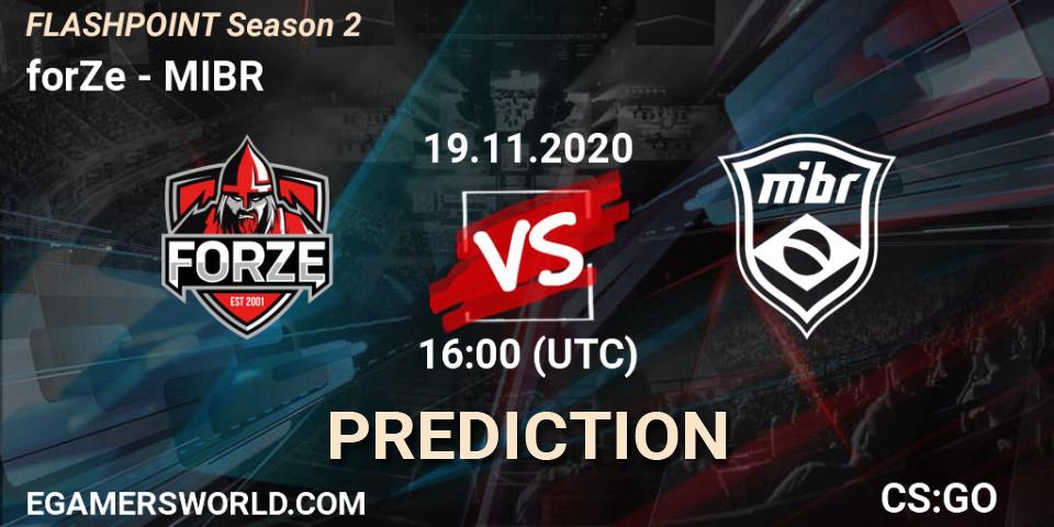 forZe contre MIBR : prédiction de match. 19.11.20. CS2 (CS:GO), Flashpoint Season 2