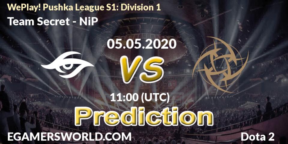 Team Secret contre NiP : prédiction de match. 05.05.2020 at 11:01. Dota 2, WePlay! Pushka League S1: Division 1