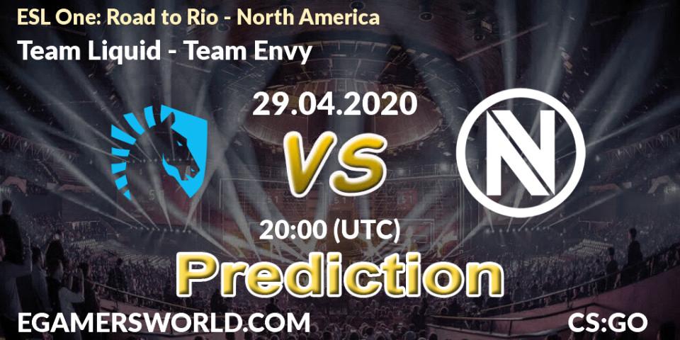 Team Liquid contre Team Envy : prédiction de match. 29.04.2020 at 20:00. Counter-Strike (CS2), ESL One: Road to Rio - North America