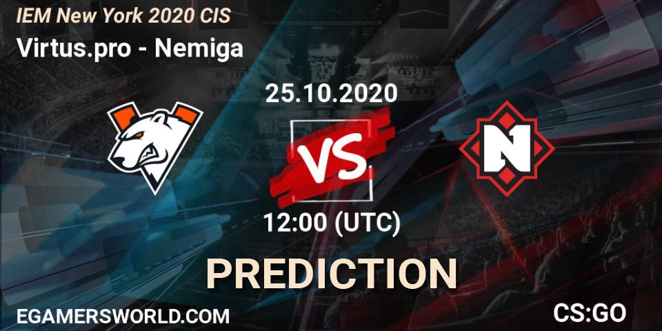 Virtus.pro contre Nemiga : prédiction de match. 25.10.2020 at 12:00. Counter-Strike (CS2), IEM New York 2020 CIS