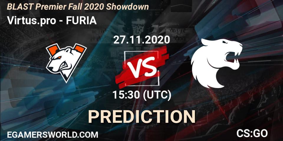 Virtus.pro contre FURIA : prédiction de match. 27.11.2020 at 15:30. Counter-Strike (CS2), BLAST Premier Fall 2020 Showdown