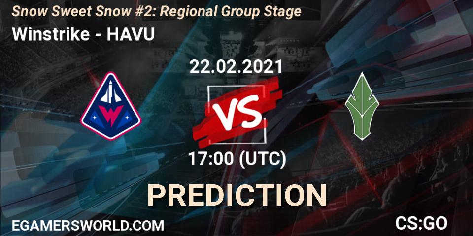 Winstrike contre HAVU : prédiction de match. 22.02.2021 at 17:00. Counter-Strike (CS2), Snow Sweet Snow #2: Regional Group Stage