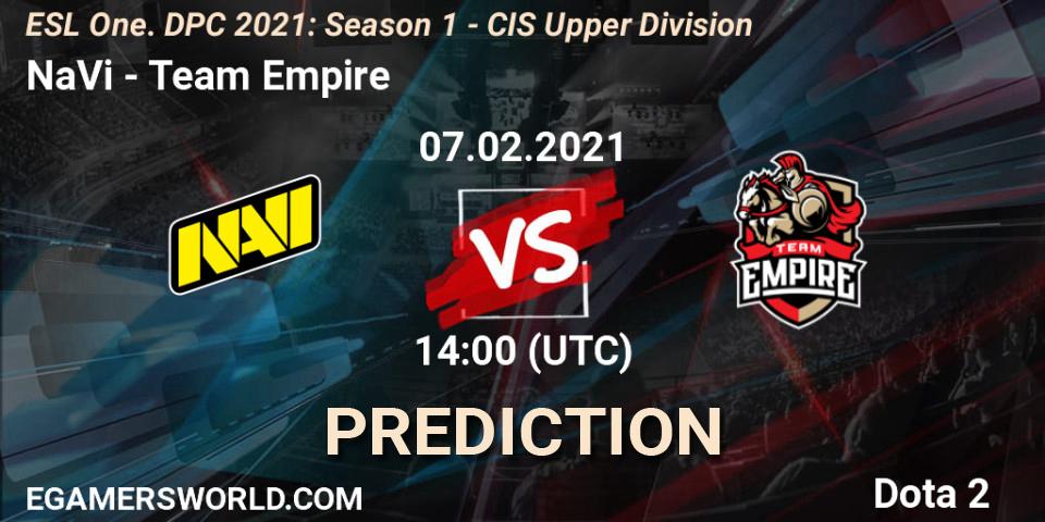 NaVi contre Team Empire : prédiction de match. 07.02.2021 at 13:55. Dota 2, ESL One. DPC 2021: Season 1 - CIS Upper Division