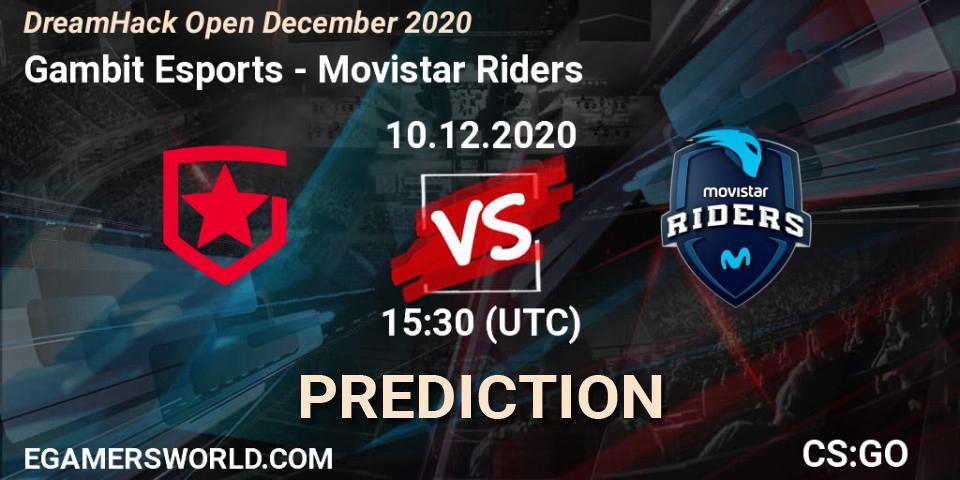 Gambit Esports contre Movistar Riders : prédiction de match. 10.12.2020 at 16:00. Counter-Strike (CS2), DreamHack Open December 2020