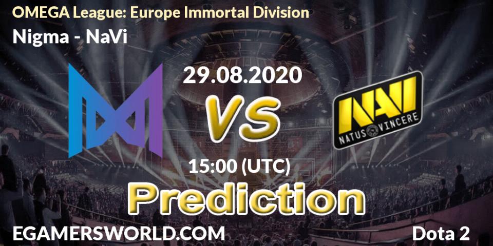 Nigma contre NaVi : prédiction de match. 29.08.2020 at 14:18. Dota 2, OMEGA League: Europe Immortal Division
