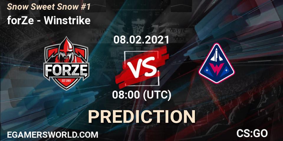forZe contre Winstrike : prédiction de match. 08.02.2021 at 08:00. Counter-Strike (CS2), Snow Sweet Snow #1