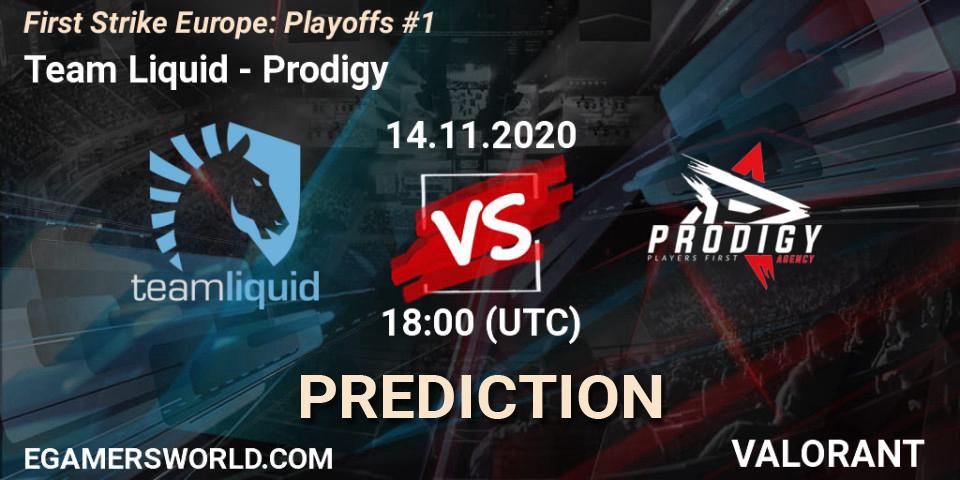 Team Liquid contre Prodigy : prédiction de match. 14.11.2020 at 19:00. VALORANT, First Strike Europe: Playoffs #1
