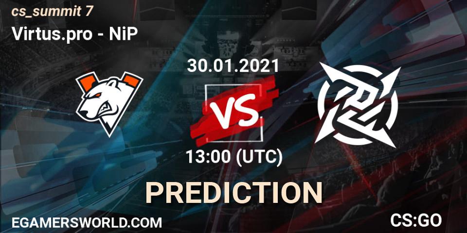 Virtus.pro contre NiP : prédiction de match. 30.01.2021 at 13:00. Counter-Strike (CS2), cs_summit 7