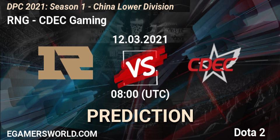 RNG contre CDEC Gaming : prédiction de match. 12.03.21. Dota 2, DPC 2021: Season 1 - China Lower Division