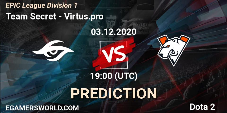 Team Secret contre Virtus.pro : prédiction de match. 03.12.20. Dota 2, EPIC League Division 1