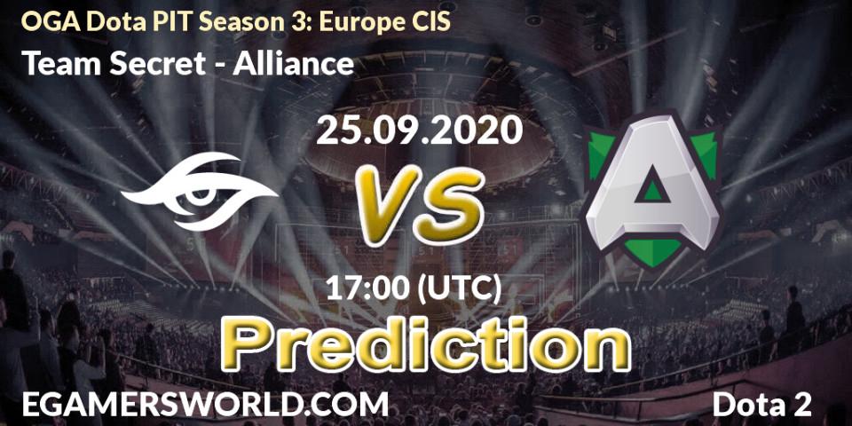 Team Secret contre Alliance : prédiction de match. 25.09.2020 at 16:43. Dota 2, OGA Dota PIT Season 3: Europe CIS