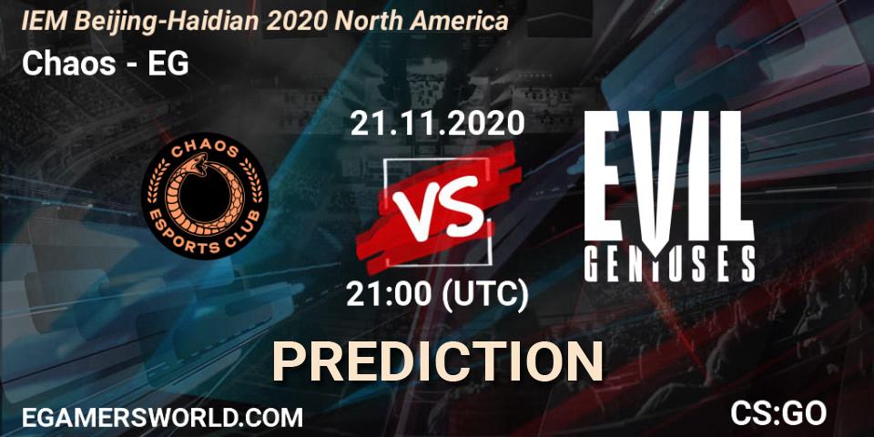 Chaos contre EG : prédiction de match. 21.11.20. CS2 (CS:GO), IEM Beijing-Haidian 2020 North America