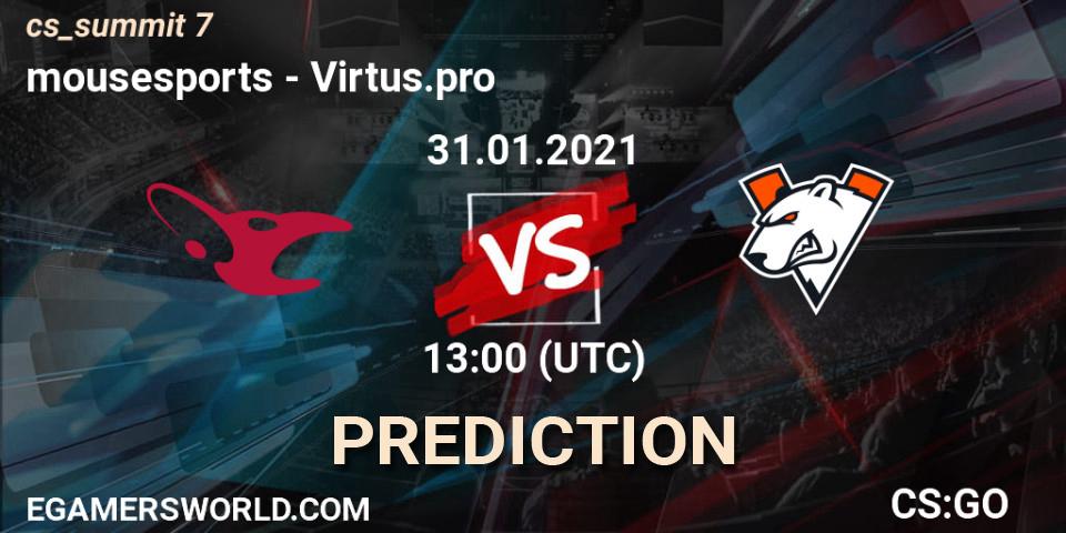 mousesports contre Virtus.pro : prédiction de match. 31.01.21. CS2 (CS:GO), cs_summit 7