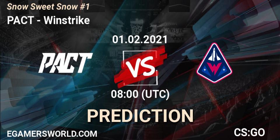 PACT contre Winstrike : prédiction de match. 01.02.2021 at 08:00. Counter-Strike (CS2), Snow Sweet Snow #1