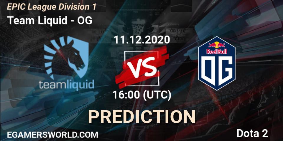 Team Liquid contre OG : prédiction de match. 11.12.2020 at 16:00. Dota 2, EPIC League Division 1