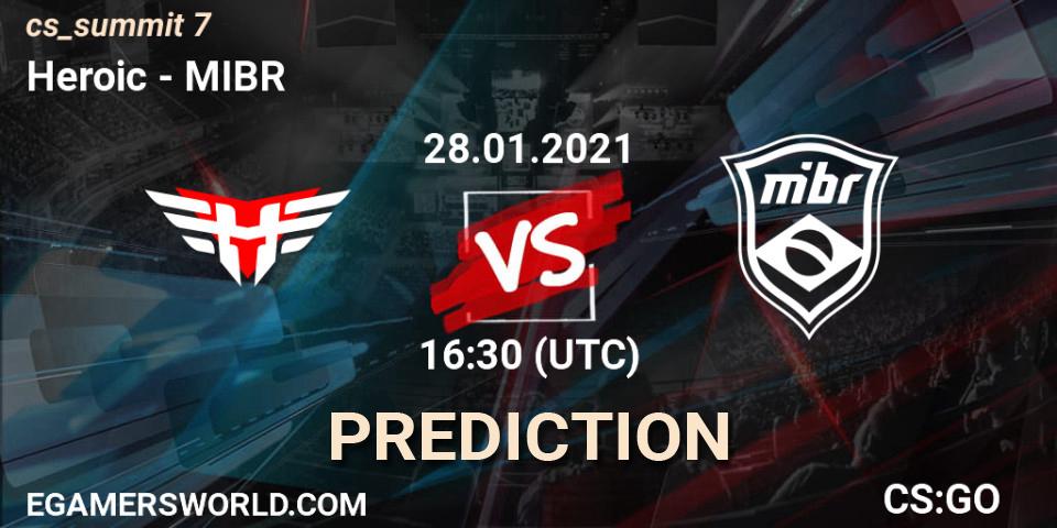 Heroic contre MIBR : prédiction de match. 28.01.2021 at 17:20. Counter-Strike (CS2), cs_summit 7