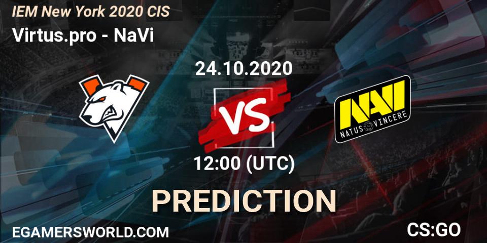 Virtus.pro contre NaVi : prédiction de match. 24.10.2020 at 12:00. Counter-Strike (CS2), IEM New York 2020 CIS
