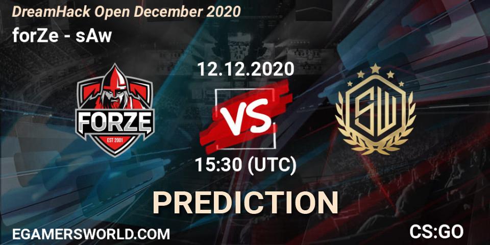 forZe contre sAw : prédiction de match. 12.12.2020 at 15:30. Counter-Strike (CS2), DreamHack Open December 2020