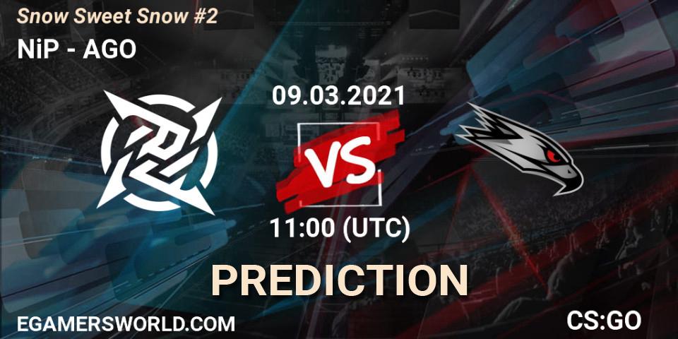 NiP contre AGO : prédiction de match. 09.03.2021 at 11:00. Counter-Strike (CS2), Snow Sweet Snow #2