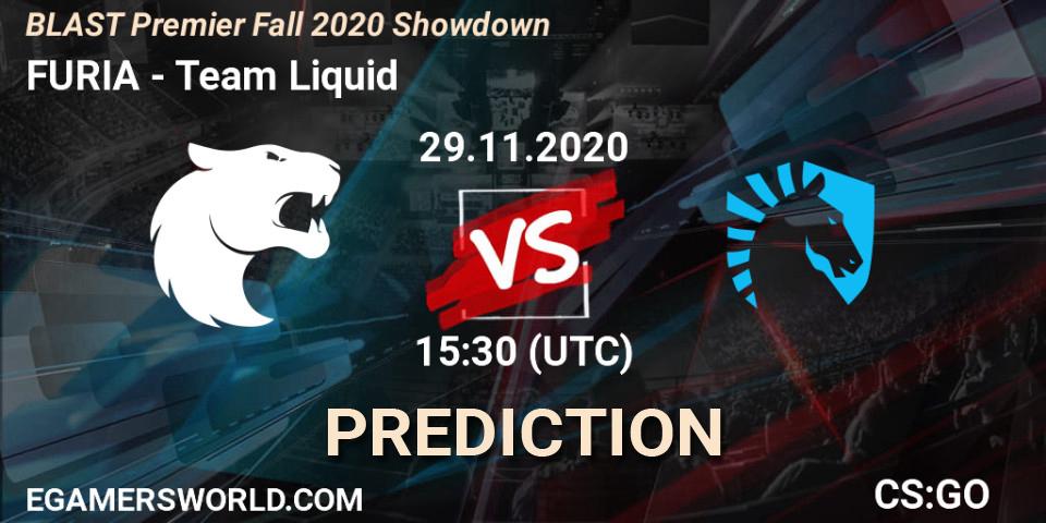 FURIA contre Team Liquid : prédiction de match. 29.11.2020 at 15:30. Counter-Strike (CS2), BLAST Premier Fall 2020 Showdown