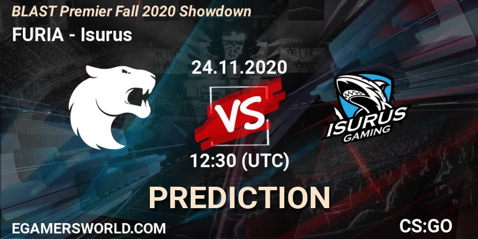 FURIA contre Isurus : prédiction de match. 24.11.2020 at 18:30. Counter-Strike (CS2), BLAST Premier Fall 2020 Showdown