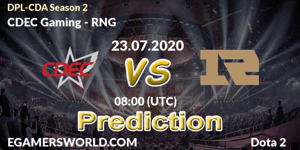CDEC Gaming contre RNG : prédiction de match. 23.07.2020 at 07:30. Dota 2, DPL-CDA Professional League Season 2