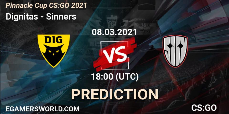 Dignitas contre Sinners : prédiction de match. 08.03.2021 at 18:00. Counter-Strike (CS2), Pinnacle Cup #1