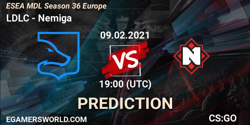 LDLC contre Nemiga : prédiction de match. 09.02.2021 at 18:05. Counter-Strike (CS2), MDL ESEA Season 36: Europe - Premier division