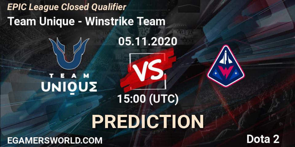 Team Unique contre Winstrike Team : prédiction de match. 05.11.2020 at 13:26. Dota 2, EPIC League Closed Qualifier