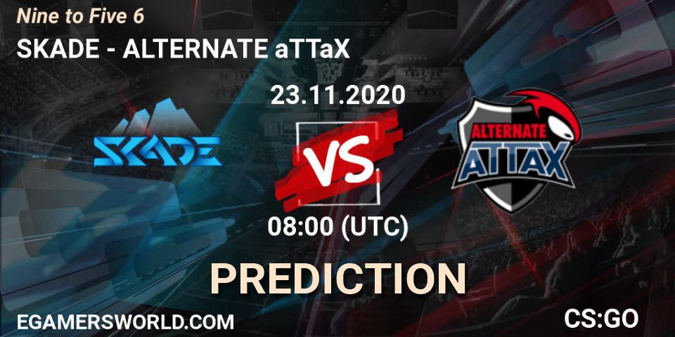 SKADE contre ALTERNATE aTTaX : prédiction de match. 23.11.2020 at 08:00. Counter-Strike (CS2), Nine to Five 6