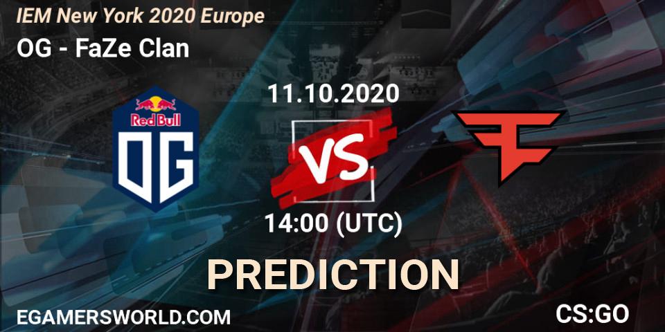 OG contre FaZe Clan : prédiction de match. 11.10.2020 at 14:00. Counter-Strike (CS2), IEM New York 2020 Europe