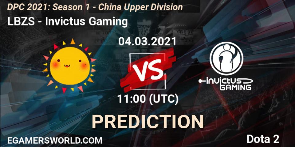 LBZS contre Invictus Gaming : prédiction de match. 04.03.2021 at 11:01. Dota 2, DPC 2021: Season 1 - China Upper Division