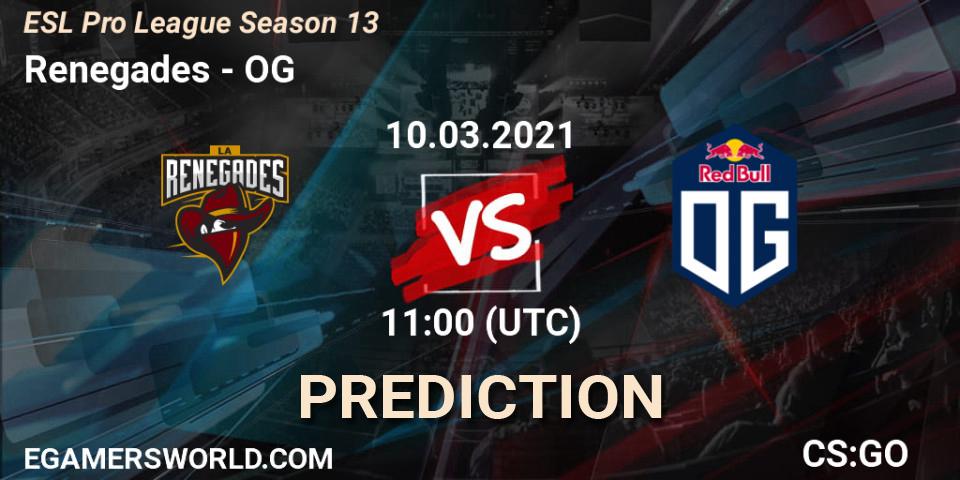 Renegades contre OG : prédiction de match. 10.03.2021 at 11:00. Counter-Strike (CS2), ESL Pro League Season 13