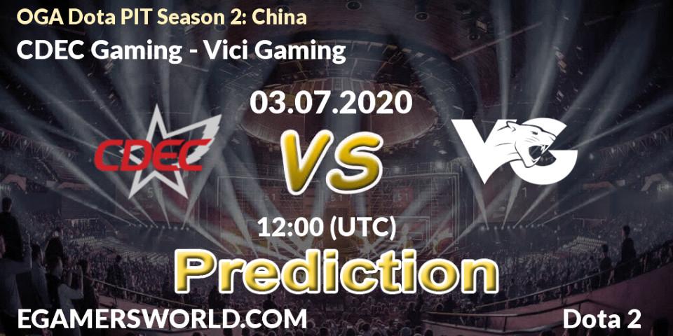 CDEC Gaming contre Vici Gaming : prédiction de match. 03.07.2020 at 12:37. Dota 2, OGA Dota PIT Season 2: China