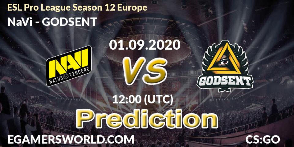 NaVi contre GODSENT : prédiction de match. 01.09.20. CS2 (CS:GO), ESL Pro League Season 12 Europe
