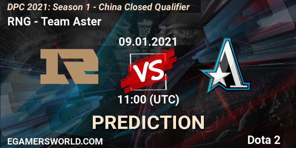 RNG contre Team Aster : prédiction de match. 09.01.2021 at 10:10. Dota 2, DPC 2021: Season 1 - China Closed Qualifier