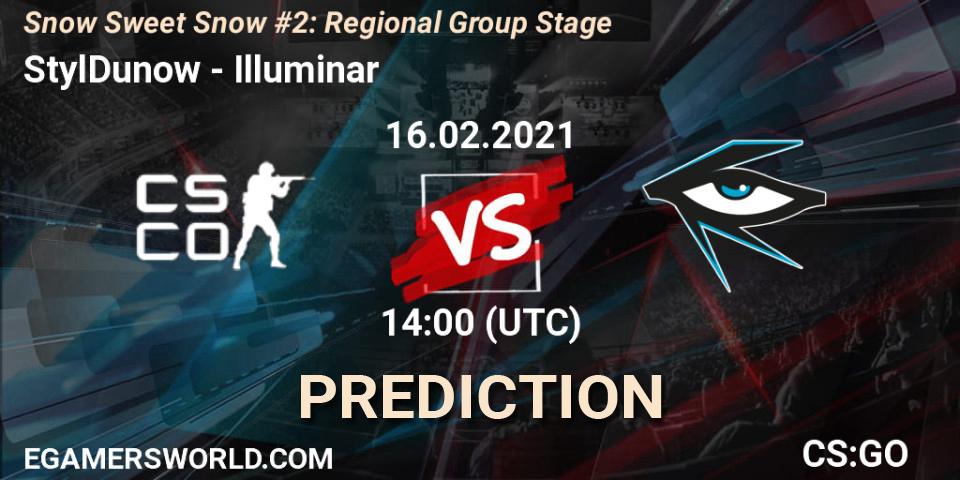 StylDunow contre Illuminar : prédiction de match. 16.02.2021 at 14:00. Counter-Strike (CS2), Snow Sweet Snow #2: Regional Group Stage