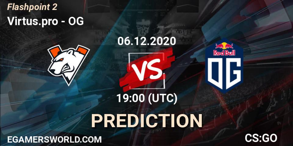 Virtus.pro contre OG : prédiction de match. 06.12.2020 at 19:00. Counter-Strike (CS2), Flashpoint Season 2