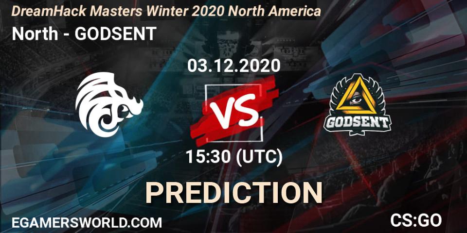 North contre GODSENT : prédiction de match. 03.12.2020 at 15:40. Counter-Strike (CS2), DreamHack Masters Winter 2020 Europe
