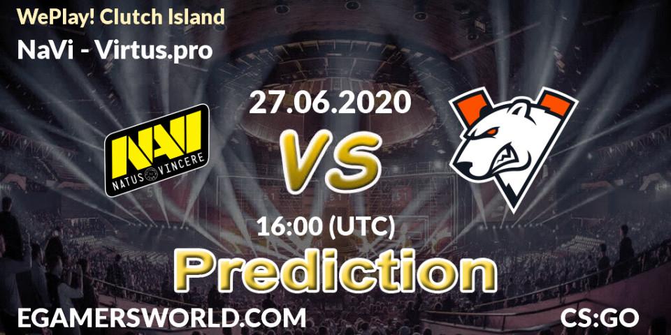 NaVi contre Virtus.pro : prédiction de match. 27.06.2020 at 16:00. Counter-Strike (CS2), WePlay! Clutch Island